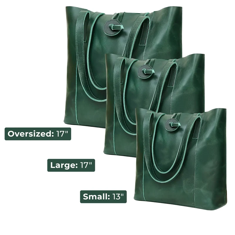 Verona Leather Tote Bag for Women - Green