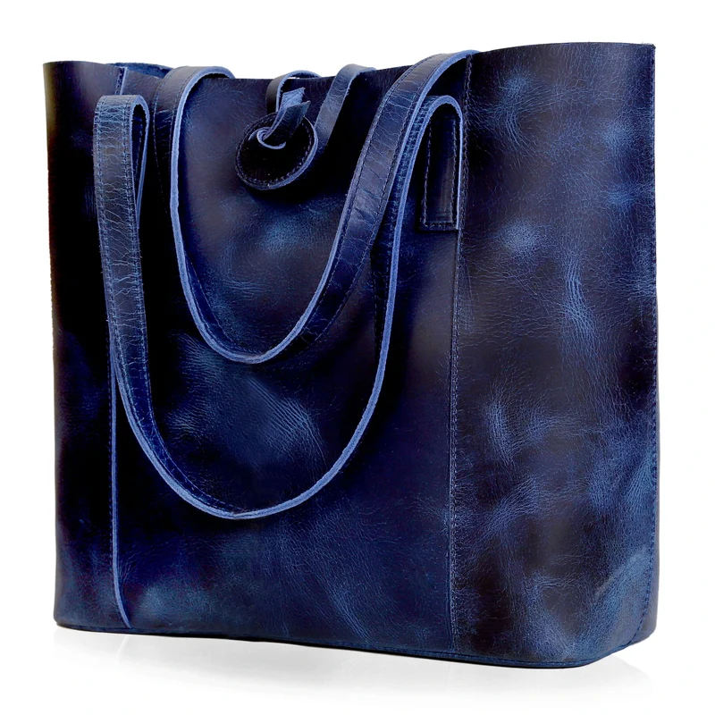 Verona Leather Tote Bag for Women - Blue