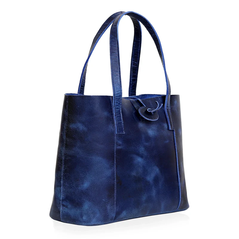 Verona Leather Tote Bag for Women - Blue