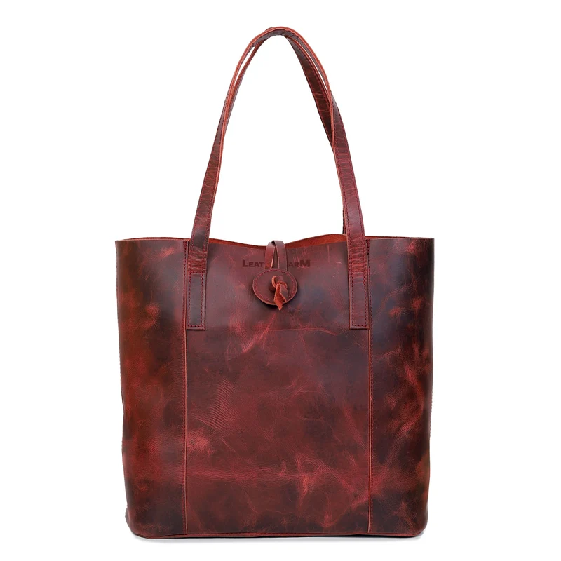 Verona Leather Tote Bag for Women - Red