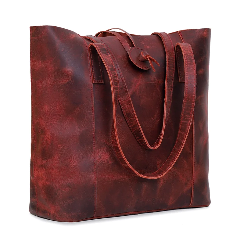 Verona Leather Tote Bag for Women - Red