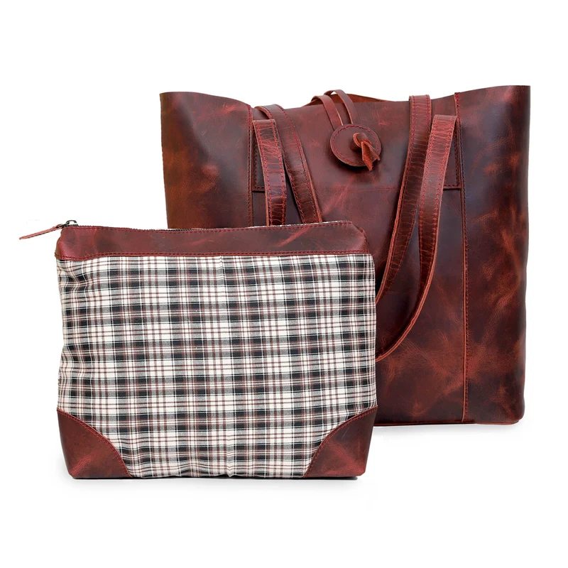 Verona Leather Tote Bag for Women - Red