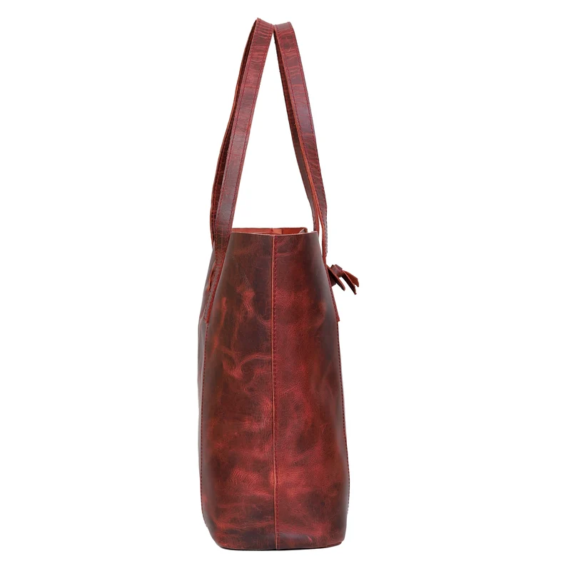 Verona Leather Tote Bag for Women - Red