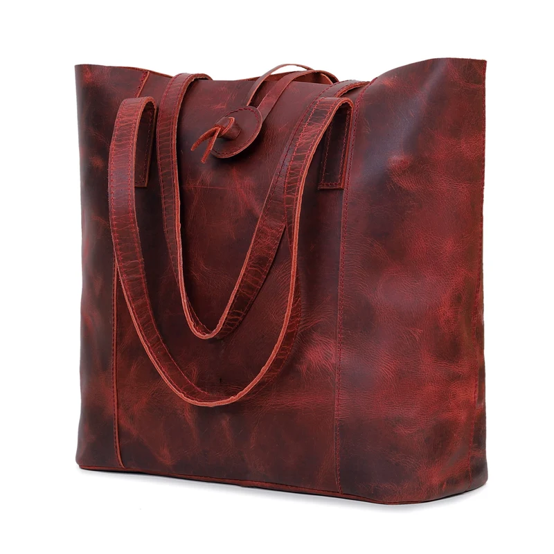Verona Leather Tote Bag for Women - Red