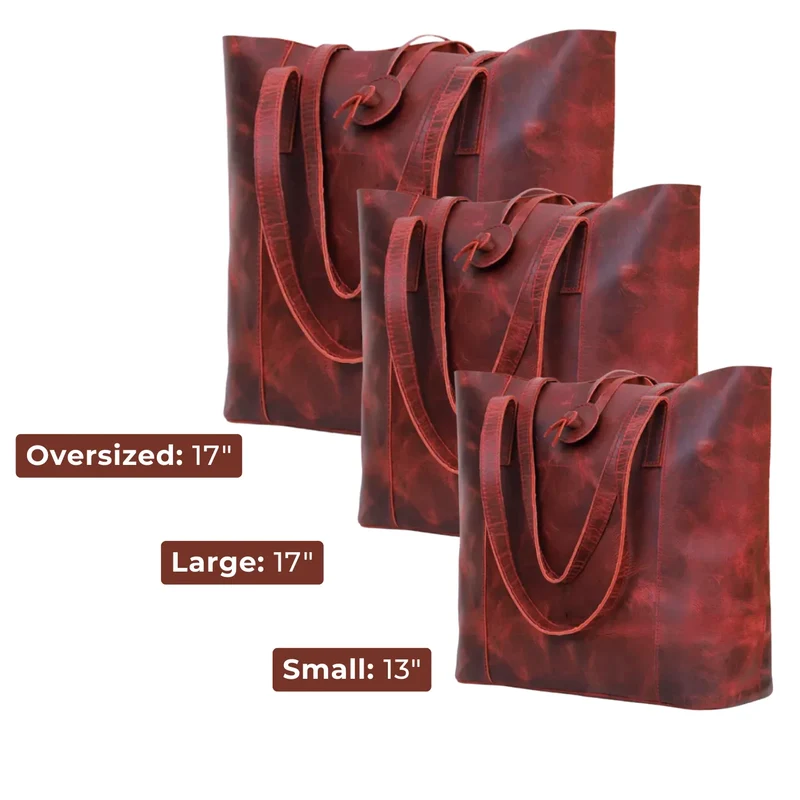 Verona Leather Tote Bag for Women - Red