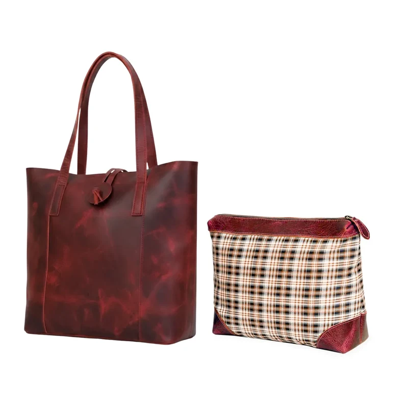 Verona Leather Tote Bag for Women - Red
