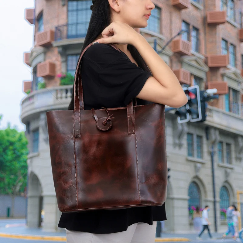 Verona Leather Tote Bag for Women - Burgundy
