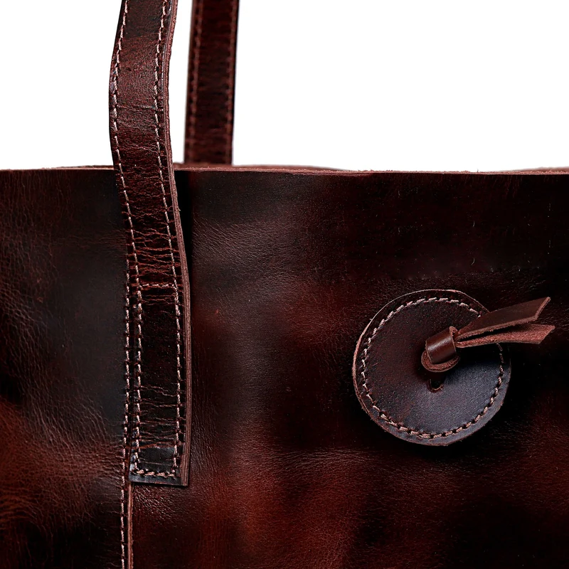 Verona Leather Tote Bag for Women - Burgundy