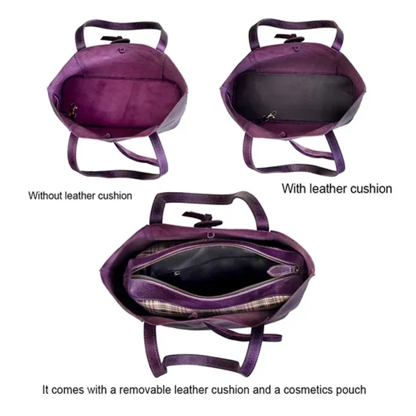 Verona Leather Tote Bag Combo - Purple