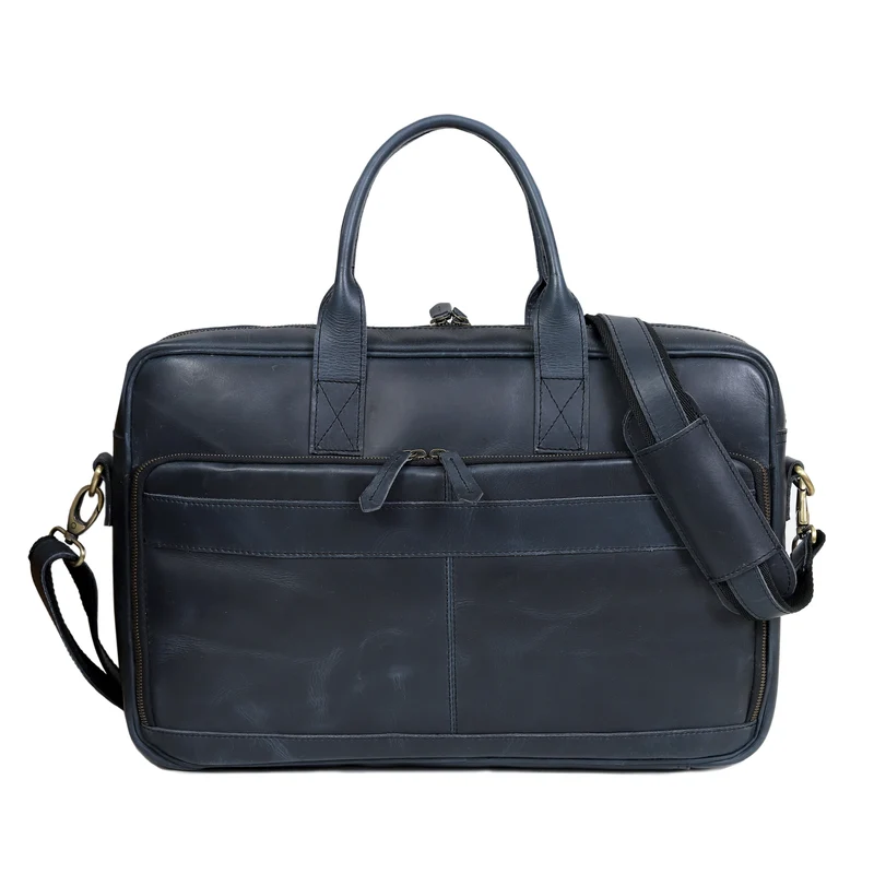Parker Navy Buffalo Leather Briefcase