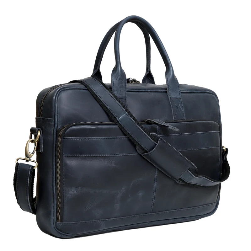 Parker Navy Buffalo Leather Briefcase