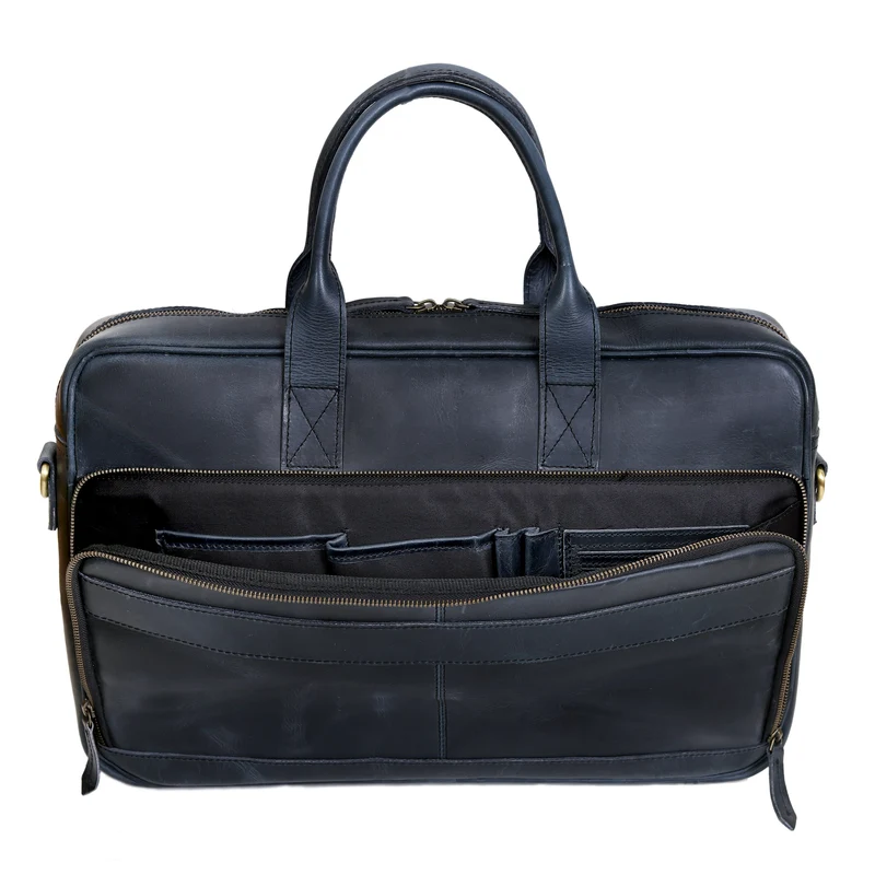 Parker Navy Buffalo Leather Briefcase