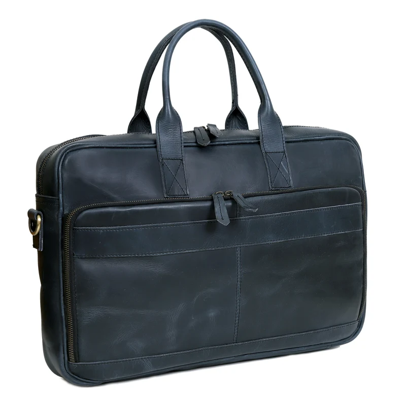 Parker Navy Buffalo Leather Briefcase
