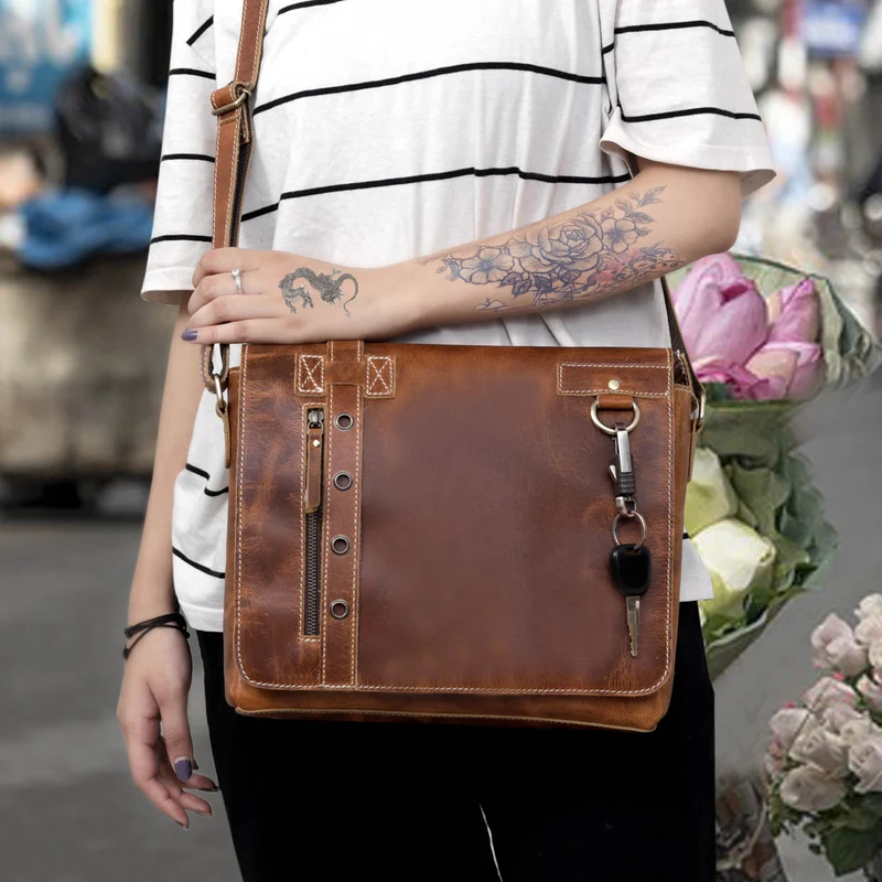 Foster Full Grain Leather Messenger Bag for Men