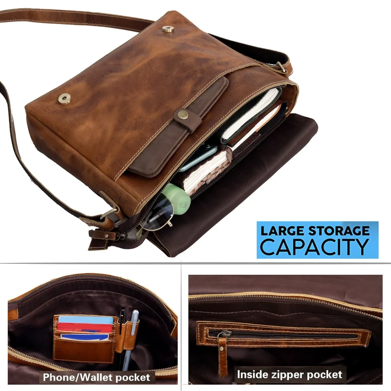 Foster Full Grain Leather Messenger Bag for Men