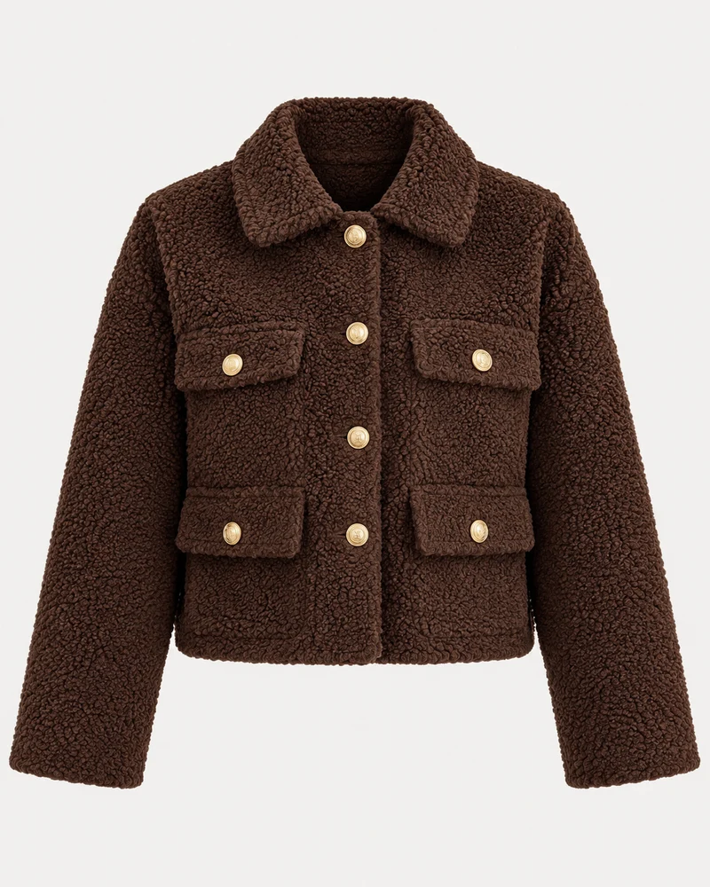 Bouclé-Jacke Celina mit goldenen Knöpfen
