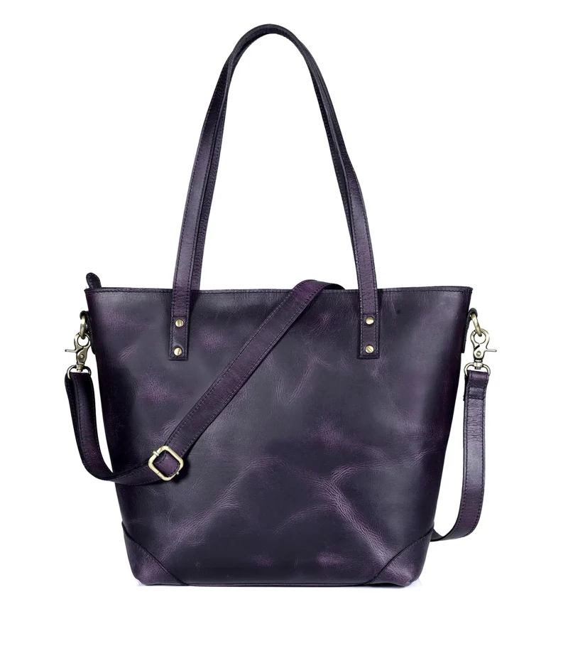 Montana Leather Tote Bag - Purple