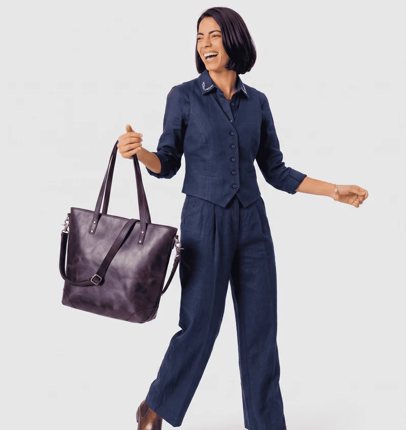 Montana Leather Tote Bag - Purple
