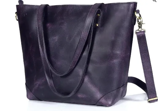Montana Leather Tote Bag - Purple