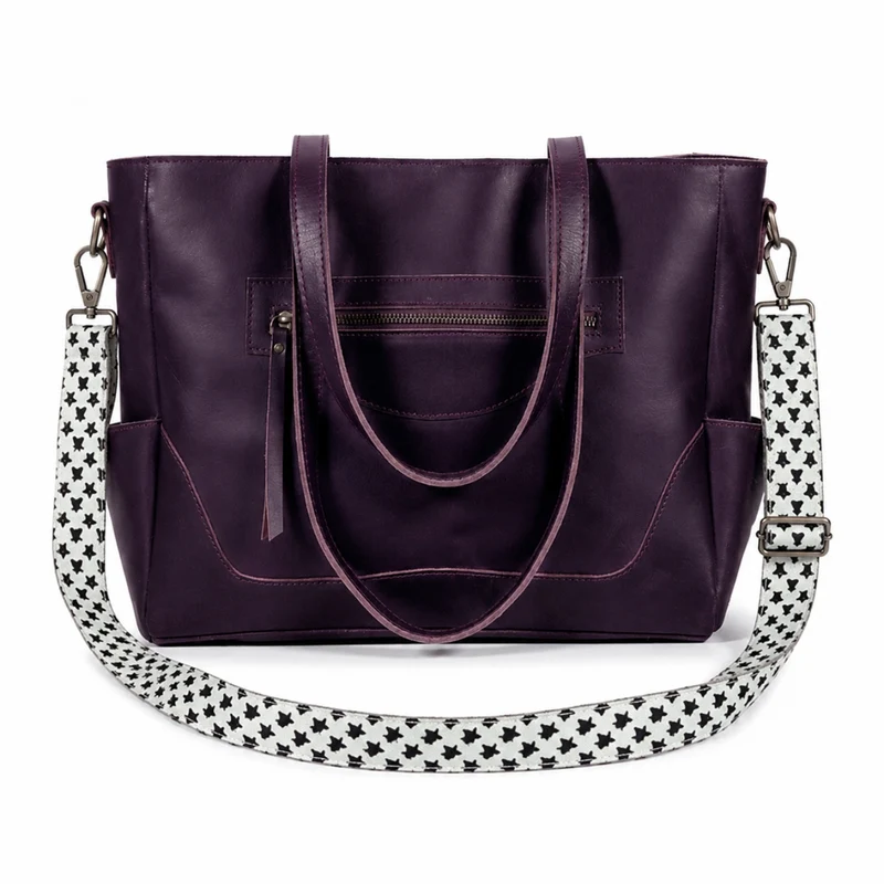 Portland Buffalo Leather Almost Perfect Tote Bag - Purple