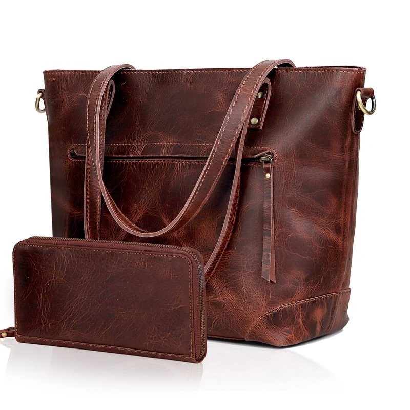 Montana Leather Tote Bag Combo - Burgundy