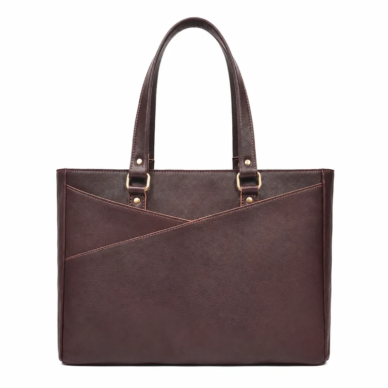 Women leather laptop tote