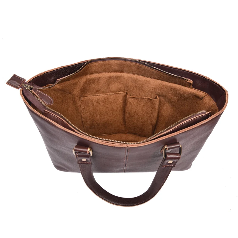 Women leather laptop tote
