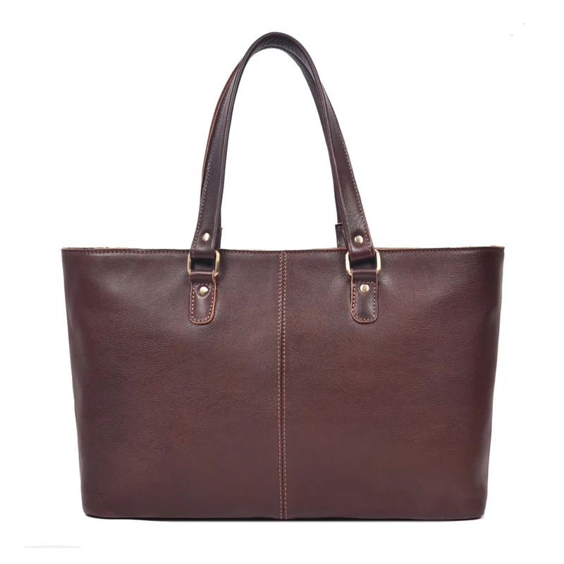 Women leather laptop tote