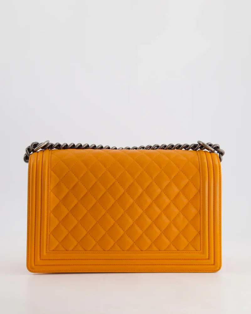 Chanel Medium Boy Bag Lamm Orange 2015