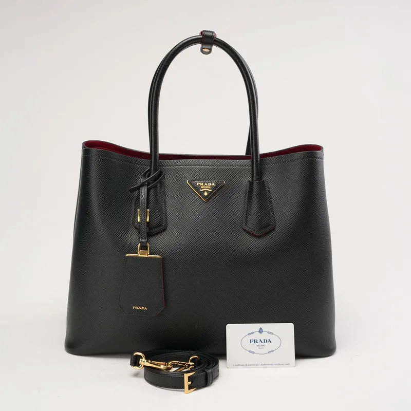 Prada Double Saffiano Medium Double Bag Schwarz