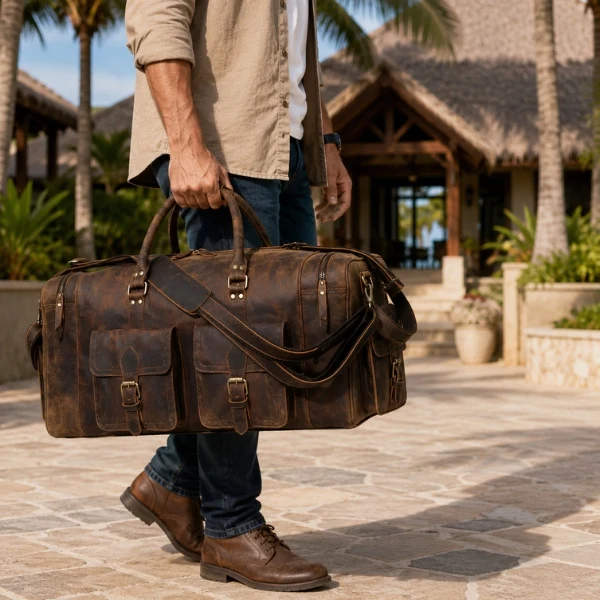 New Jersey Leather Duffel Bag - Vintage Brown