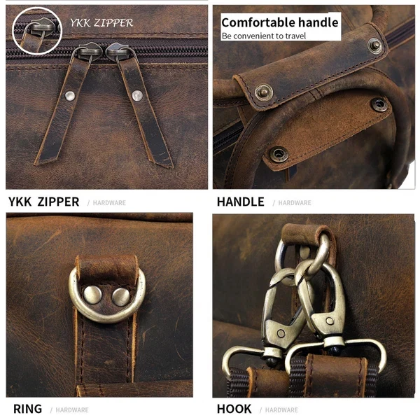 New Jersey Leather Duffel Bag - Vintage Brown