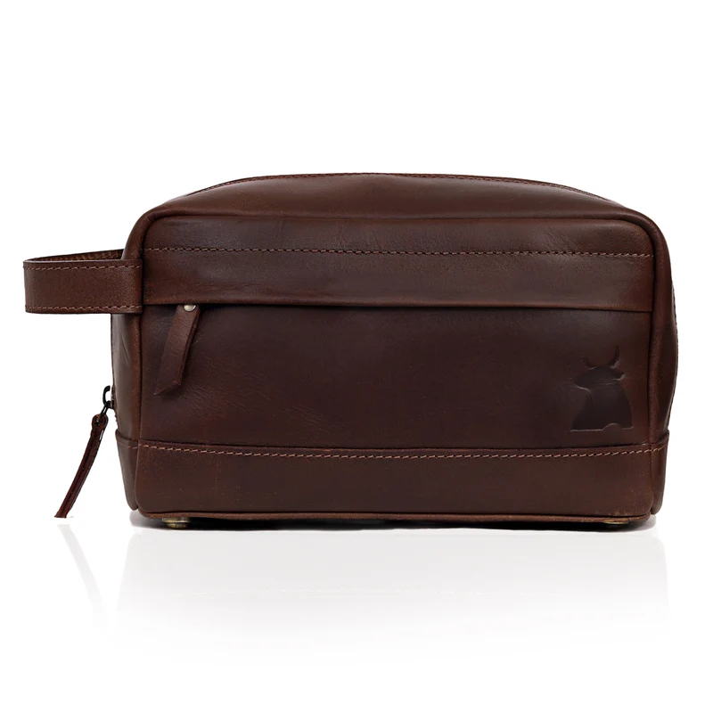 Brown Leather Toiletry & Dopp Kit Combo for Men & Women