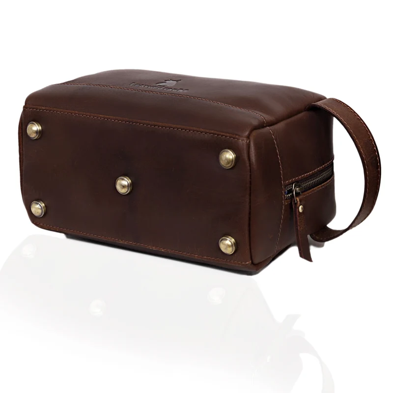Brown Leather Toiletry & Dopp Kit Combo for Men & Women