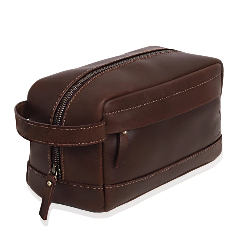 Brown Leather Toiletry & Dopp Kit Combo for Men & Women
