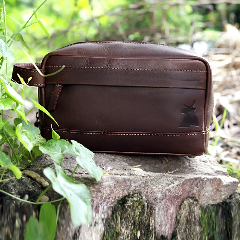 Brown Leather Toiletry & Dopp Kit Combo for Men & Women
