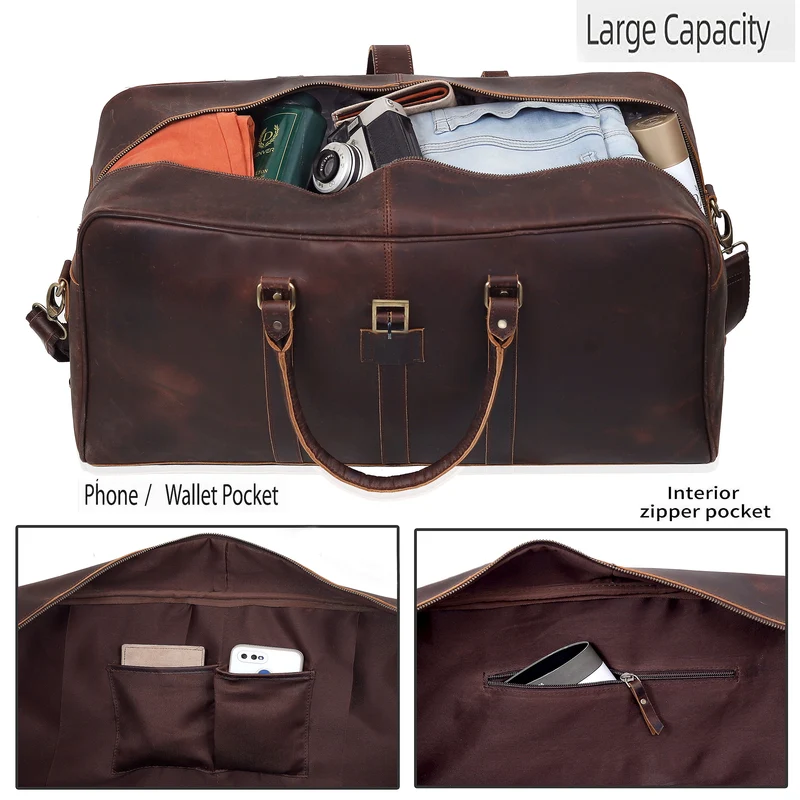 Leather Farm Travel Duffel Bag – Full Grain Leather Weekend Bag