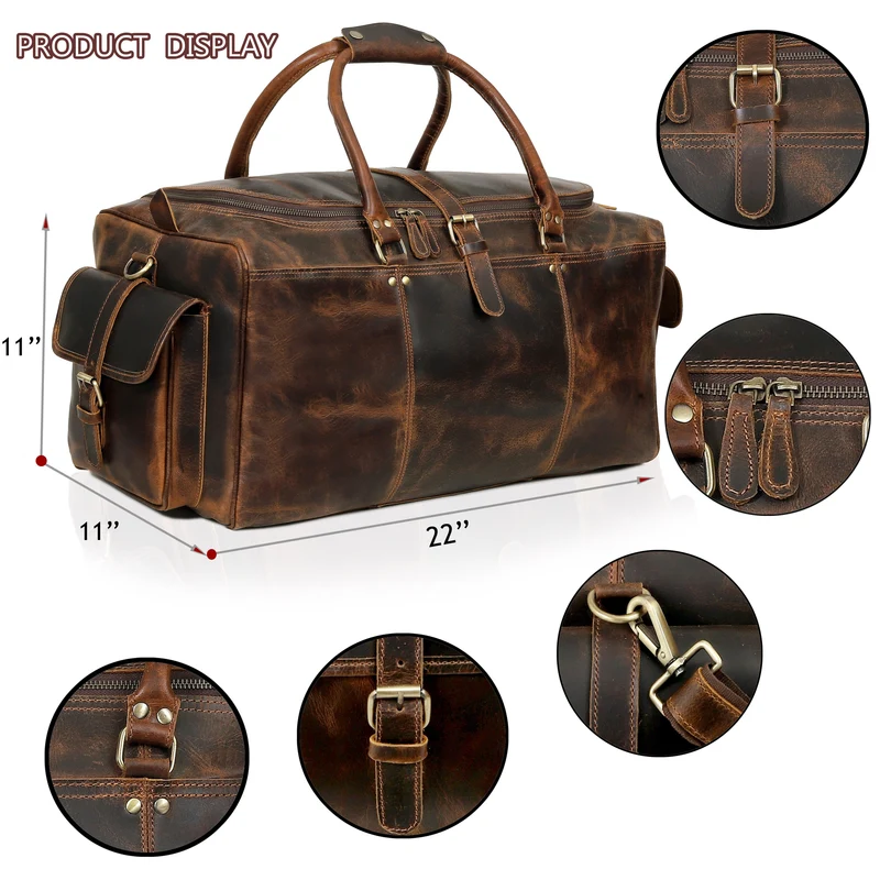 Brazilia Buffalo Leather Travel Duffel Bag