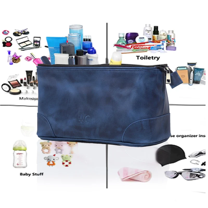 Euphrates Leather Toiletry & Large Dopp Kit - Navy