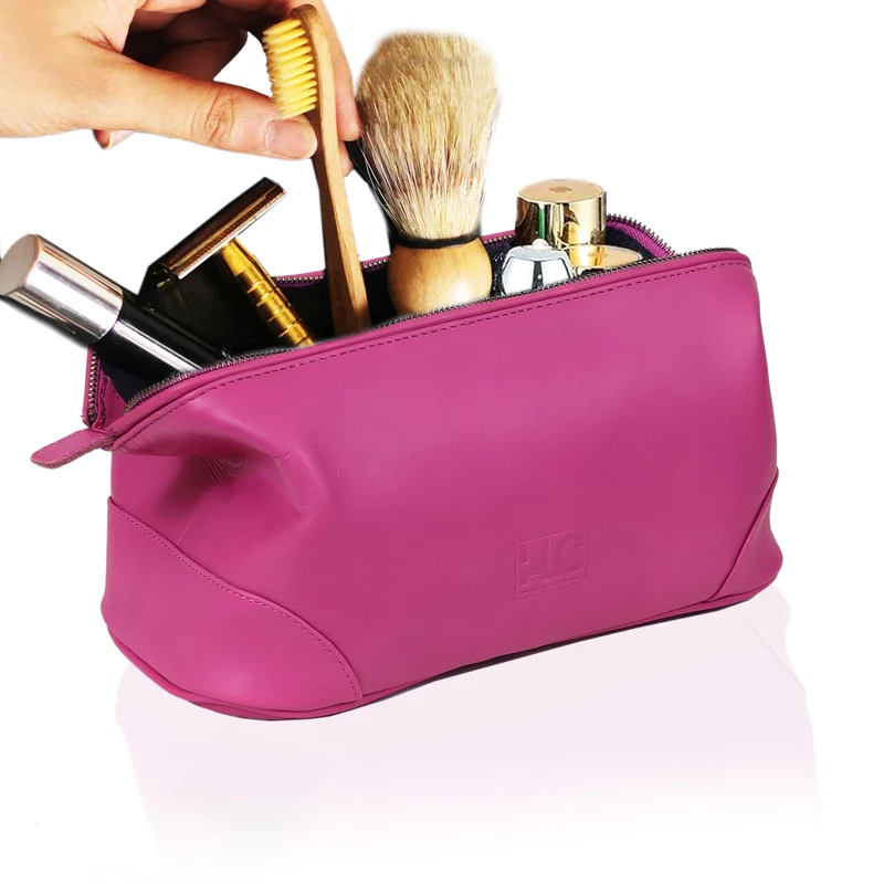 Euphrates Leather Toiletry & Large Dopp Kit - Pink