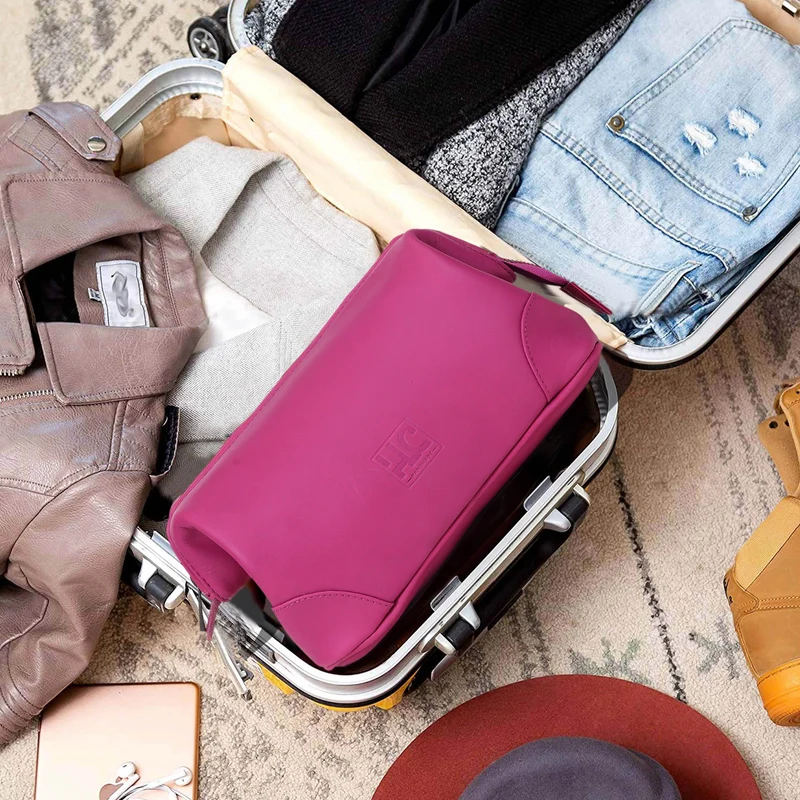 Euphrates Leather Toiletry & Large Dopp Kit - Pink