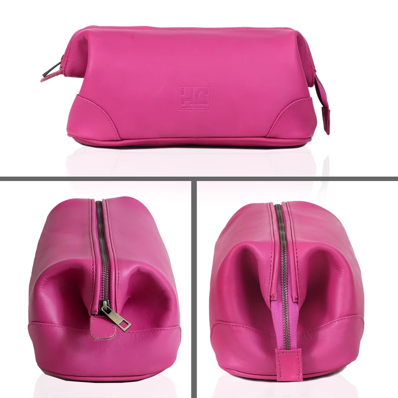 Euphrates Leather Toiletry & Large Dopp Kit - Pink