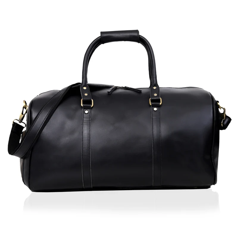 John Leather Duffel Bag - Black