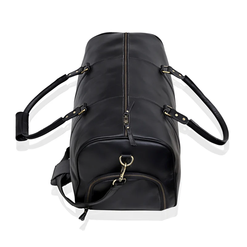 John Leather Duffel Bag - Black