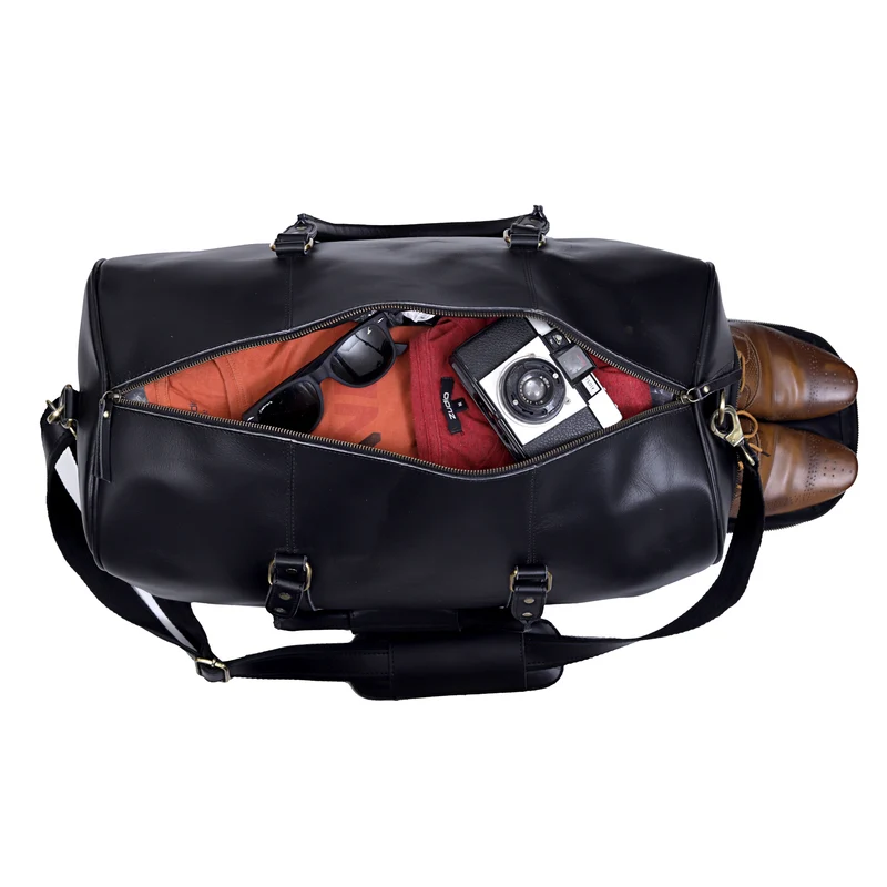 John Leather Duffel Bag - Black