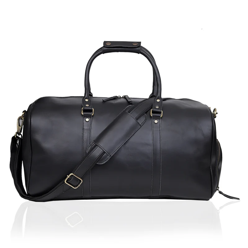 John Leather Duffel Bag - Black