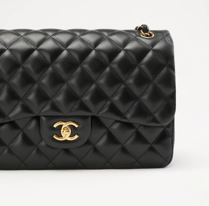 Chanel Classic Jumbo Double Flap Lamm Schwarz 2014