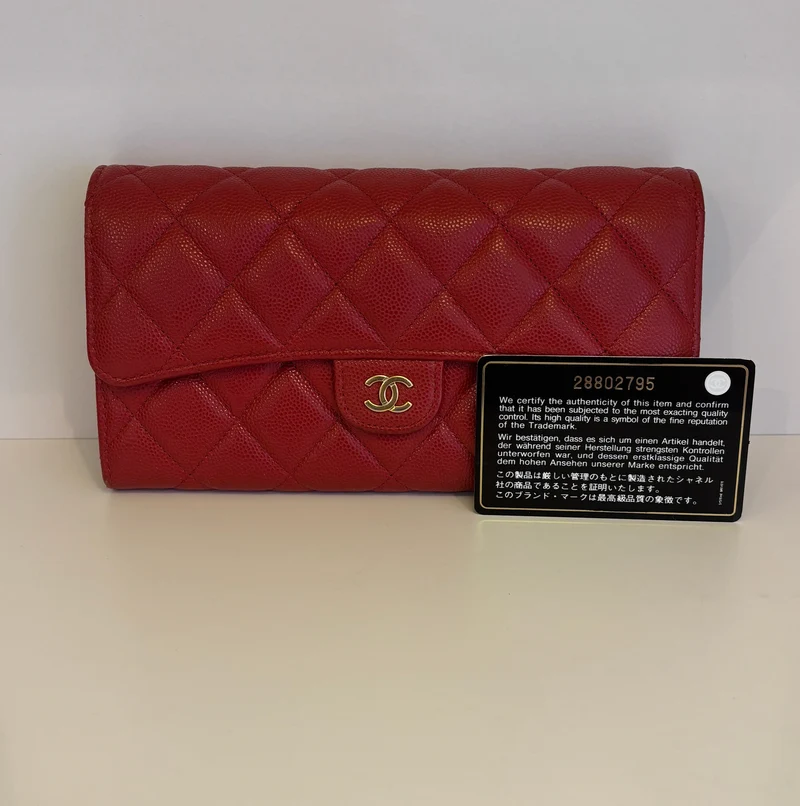 Chanel Classic Long Flap Wallet Caviar Red 2020