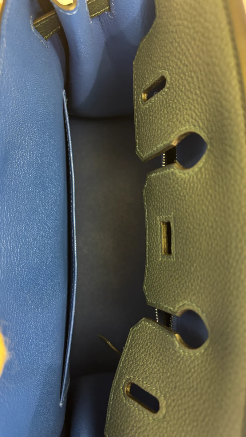 Hermes Birkin 25 Handtasche aus grünem Cyprès- und blauem Zellige Officier Togo-Leder 2018