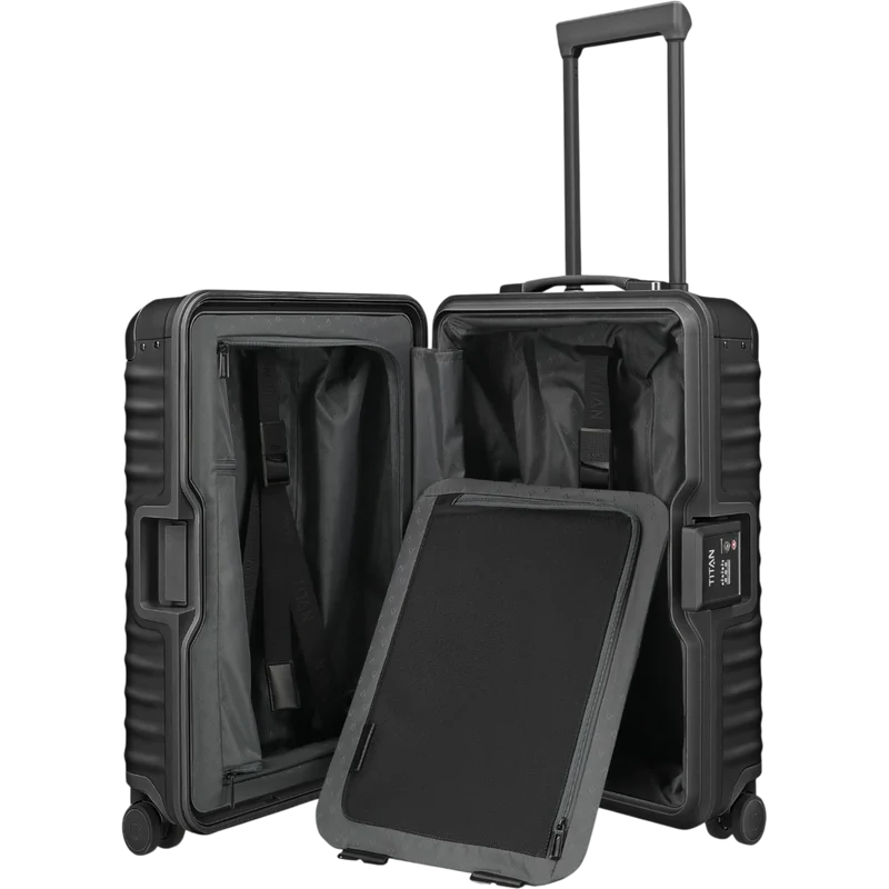 TITAN ETERNITY 4-Rollen-Kabinentrolley aus Aluminium 55 cm -black
